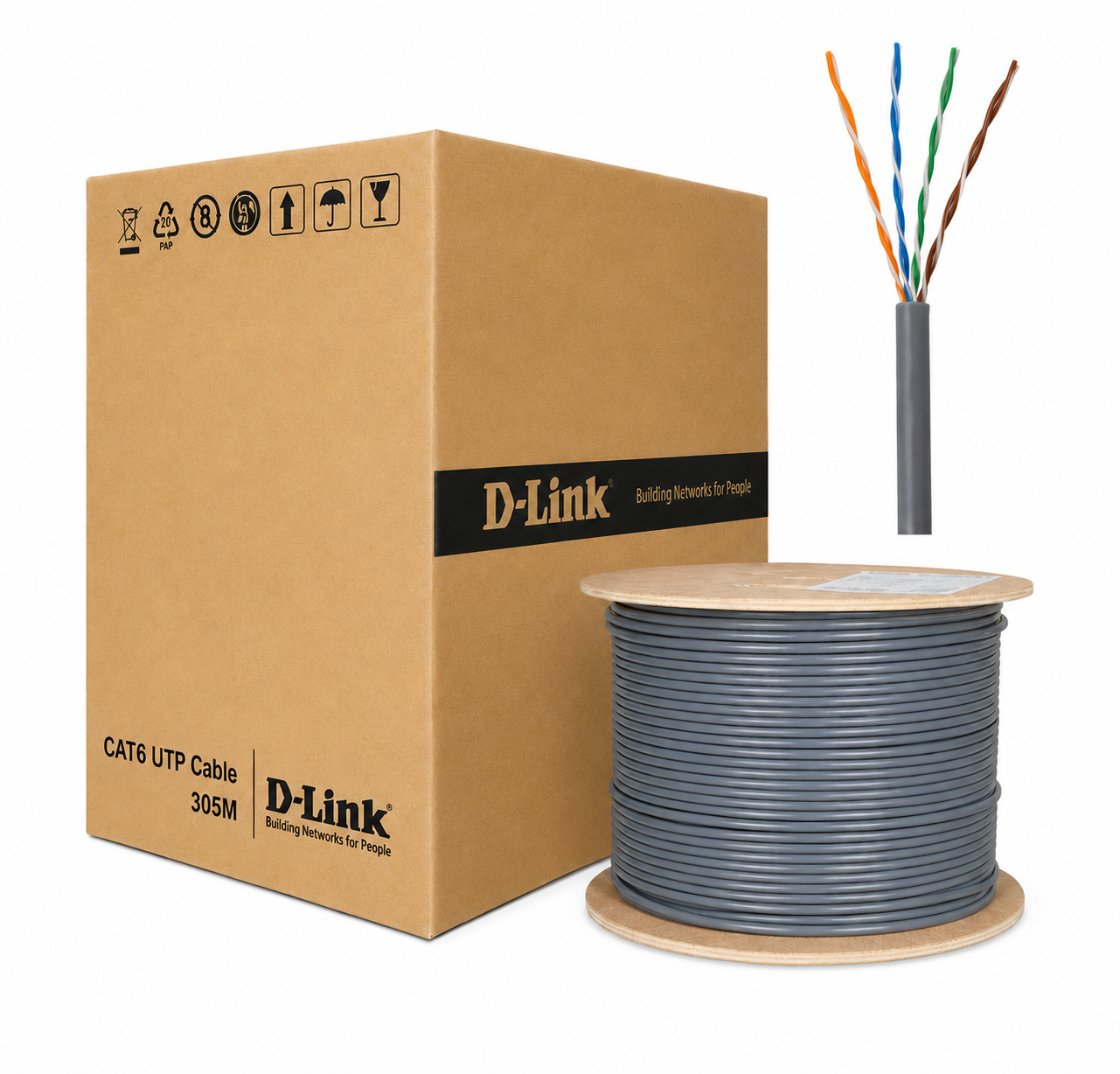 d link cat6 utp cable 305m box (ncb c6ugryr 305)