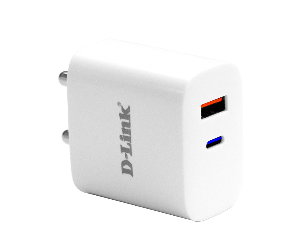 d link 45w dual port fast charger with usb c cable (usb c + usb a)